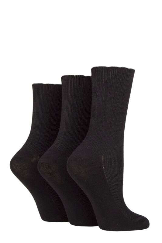 Women's 3 Pair Elle Ribbed Bamboo Socks with Scallop Top