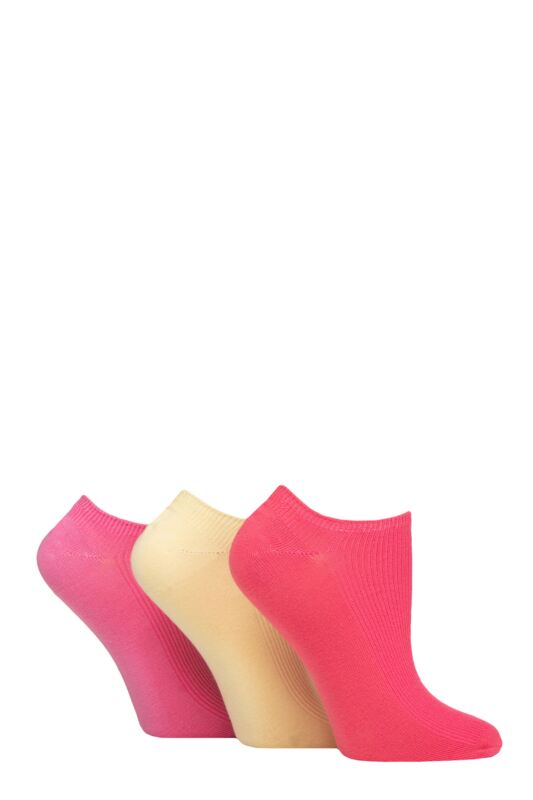 Women's 3 Pair Elle Bamboo Ribbed No Show Socks Cherry Fizz 4-8
