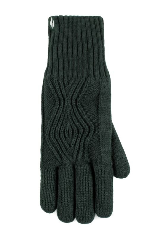 Women's 1 Pair SOCKSHOP Heat Holders Tampere Centre Cable Gloves Emerald M/L