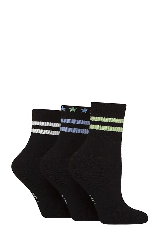Women's 3 Pair Elle Half Cushion Bamboo Sport Anklet Socks