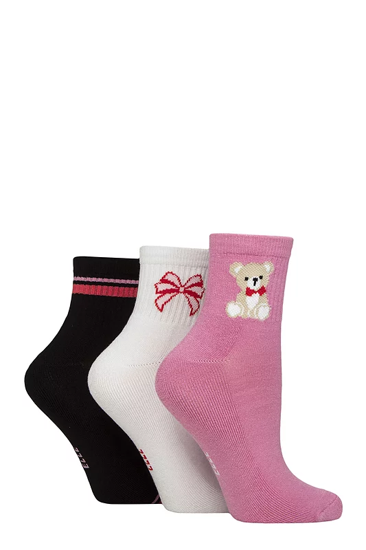Women's 3 Pair Elle Half Cushion Bamboo Sport Anklet Socks