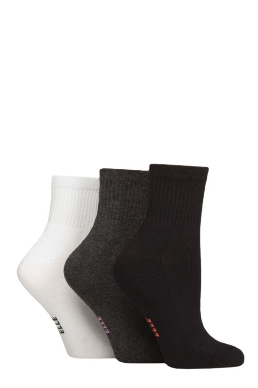 Women's 3 Pair Elle Half Cushion Bamboo Sport Anklet Socks