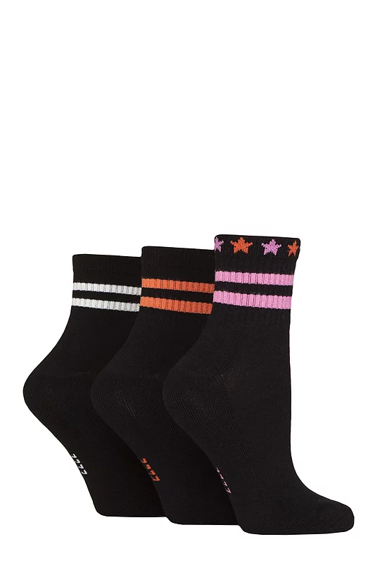 Women's 3 Pair Elle Half Cushion Bamboo Sport Anklet Socks