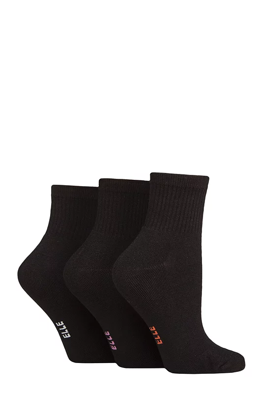 Women's 3 Pair Elle Half Cushion Bamboo Sport Anklet Socks