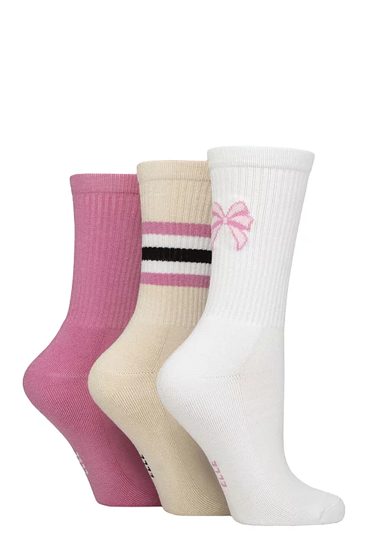 Women's 3 Pair Elle Half Cushion Bamboo Sports Socks