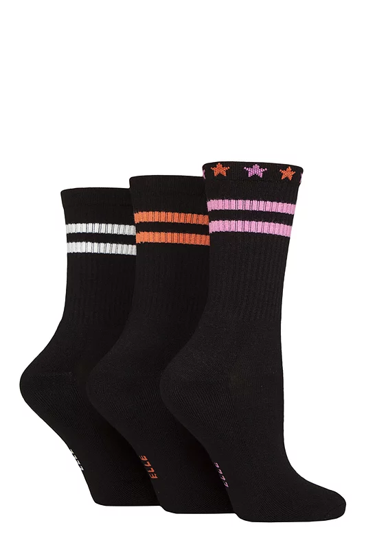 Women's 3 Pair Elle Half Cushion Bamboo Sports Socks