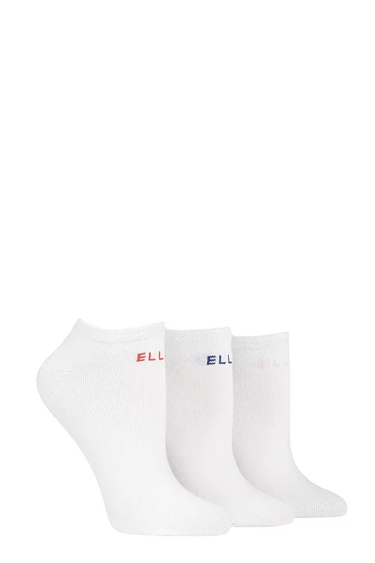 Women's 3 Pair Elle Plain, Stripe and Patterned Cotton No-Show Socks