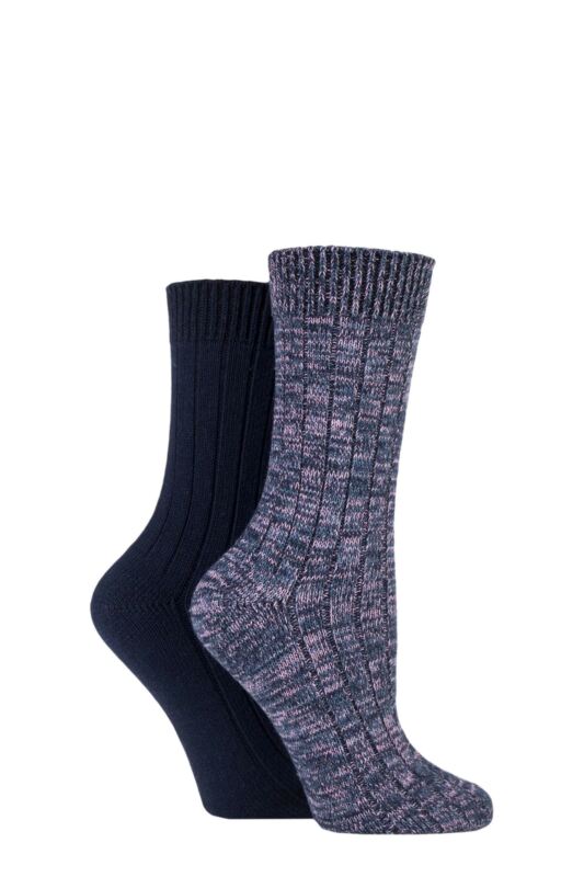 Women's 2 Pair Elle Chunky Rib Cotton Boot Socks