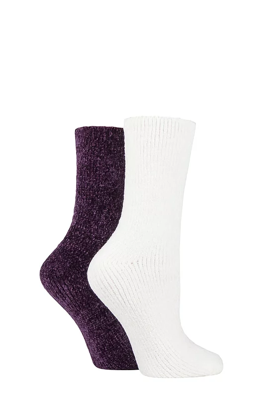Women's 2 Pair Elle Chenille Boot Socks Winter Berry 4-8 Ladies