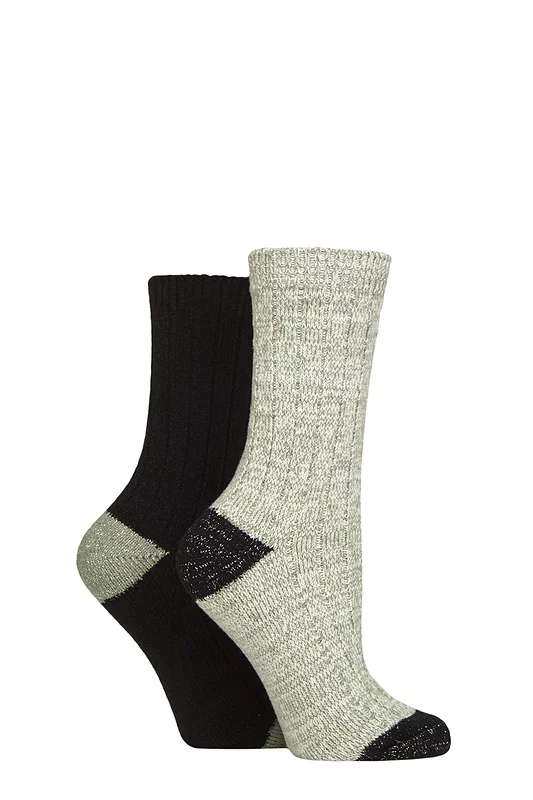 Women's 2 Pair Elle Velvet Soft and Sparkle Boot Socks