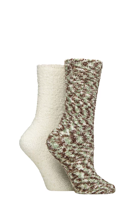Women's 2 Pair Elle Multi Cosy Slipper Socks with Grip