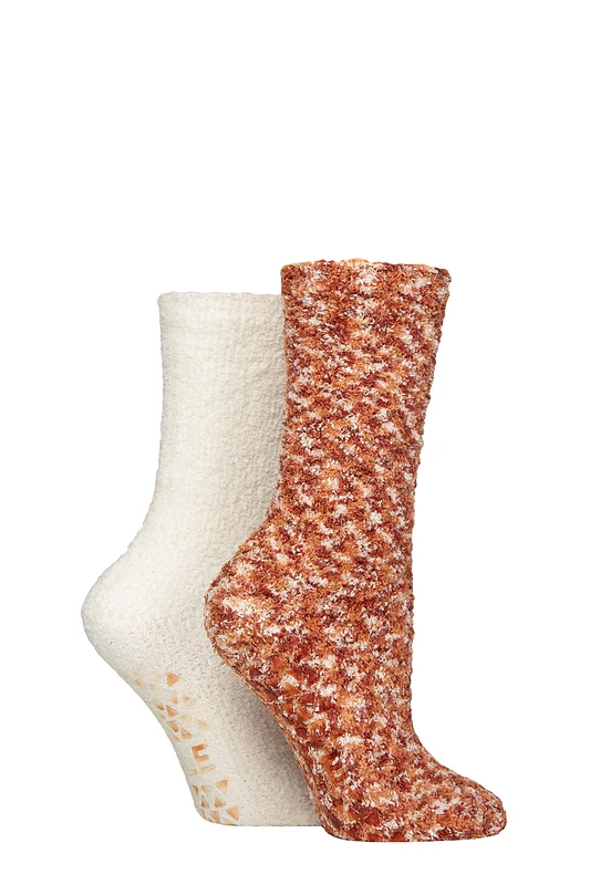 Women's 2 Pair Elle Multi Cosy Slipper Socks with Grip