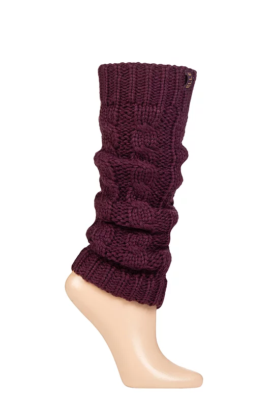 Women's 1 Pair Elle Chunky Cable Knit Leg Warmers Dark Heather One Size