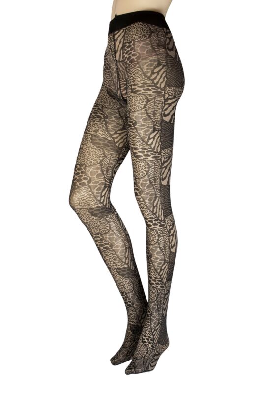 Women's 1 Pair Trasparenze Thyme All Over Animal Print Tights Rope Medium