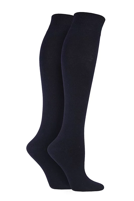 Women's 2 Pair Elle Plain and Striped Cotton Knee Highs
