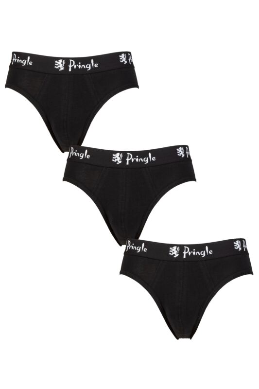 Mens 3 Pack Pringle Cotton Briefs Black S