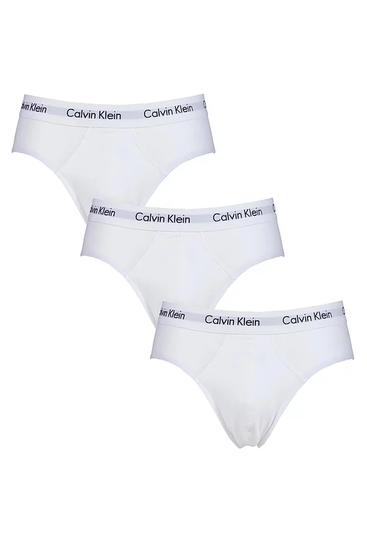 Mens 3 Pack Calvin Klein Cotton Stretch Hip Briefs White XL