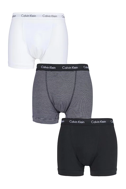 Mens 3 Pack Calvin Klein Cotton Stretch Trunks Stripe Small