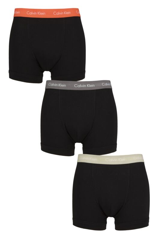 Mens 3 Pack Calvin Klein Cotton Stretch Trunks Cherry / Moss L