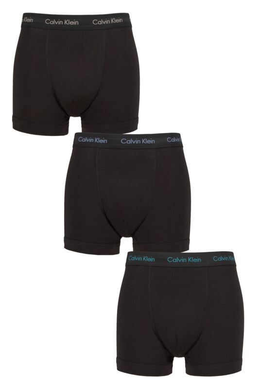Mens 3 Pack Calvin Klein Cotton Stretch Trunks Black / Driftwood XS