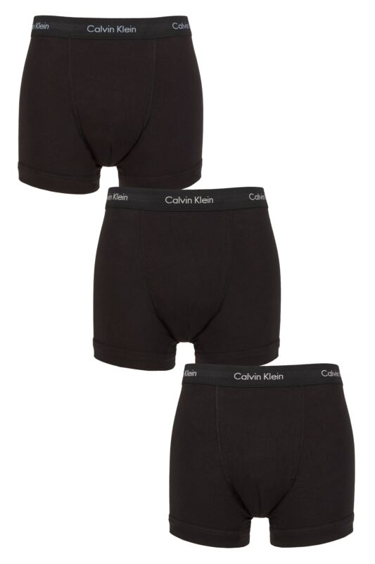 Mens 3 Pack Calvin Klein Cotton Stretch Trunks Faded Denim  / Tint / Buff S