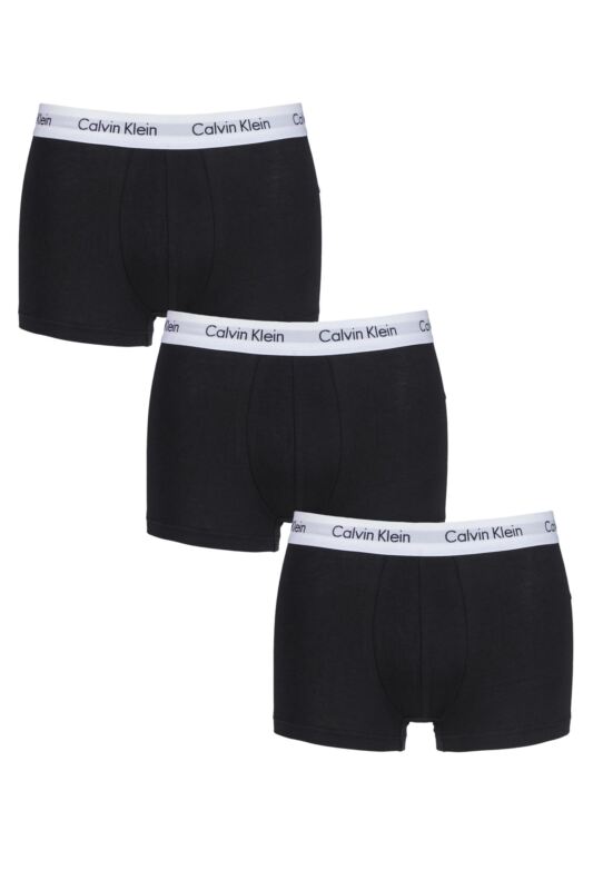 Mens 3 Pair Calvin Klein Low Rise Trunks Black XL