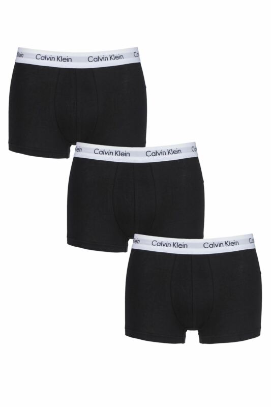 Mens 3 Pair Calvin Klein Low Rise Trunks Black XS