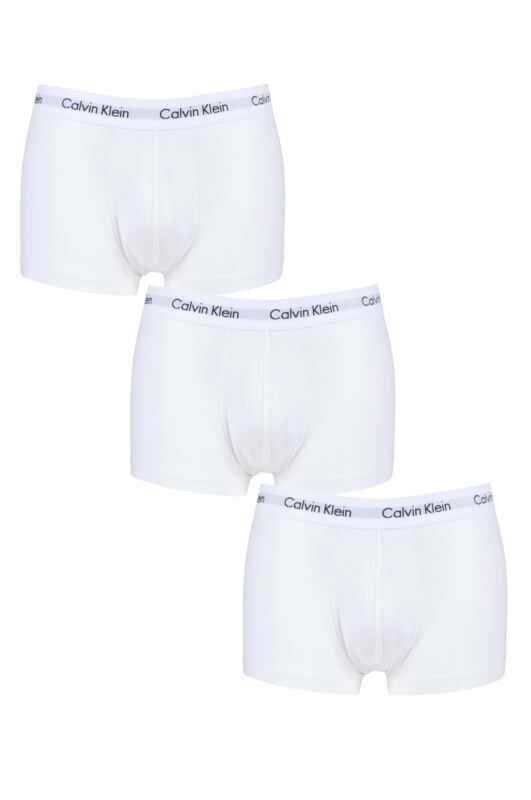 Mens 3 Pair Calvin Klein Low Rise Trunks White Small