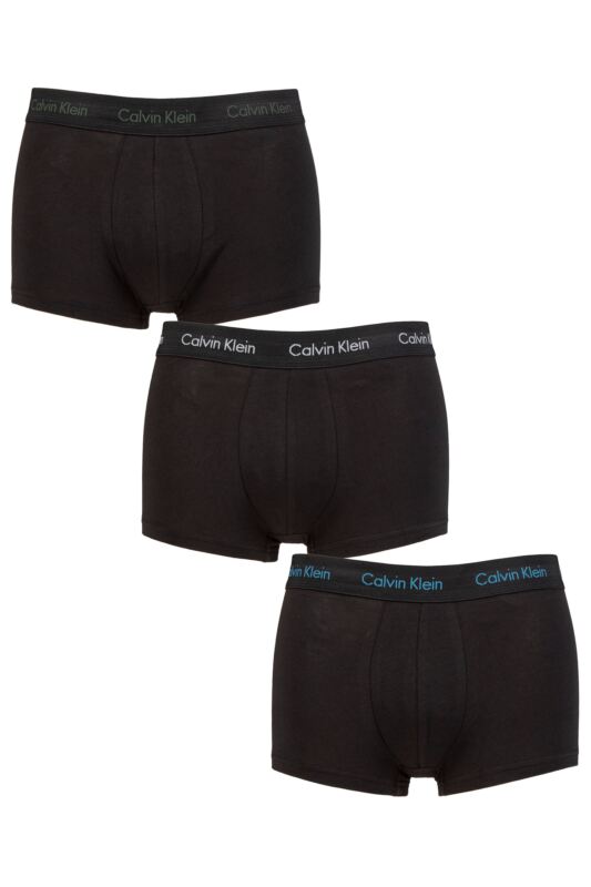 Mens 3 Pair Calvin Klein Low Rise Trunks Black / Grey Element L