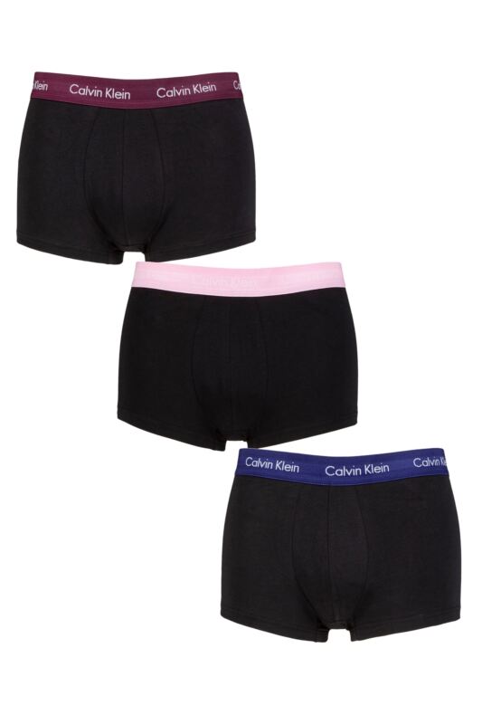 Mens 3 Pair Calvin Klein Low Rise Trunks Grape Glimmer / Pale Orchid / Purple M