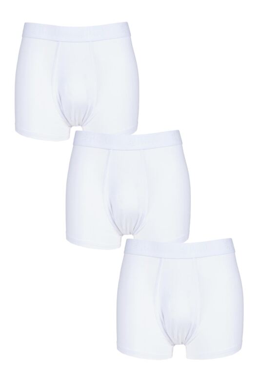 Mens 3 Pack Pringle 95% Modal Hipster Trunks White Small