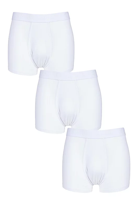 Mens 3 Pack Pringle 95% Modal Hipster Trunks White Medium