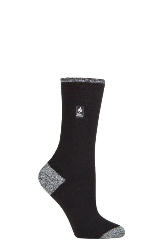 Women's 1 Pair SOCKSHOP Heat Holders 1.0 TOG Ultralite Striped, Argyle & Patterned Socks Oia Heel & Toe Black / White 4-8 Ladies