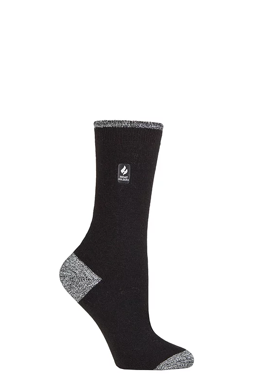 Women's 1 Pair SOCKSHOP Heat Holders 1.0 TOG Ultralite Striped, Argyle & Patterned Socks Oia Heel & Toe Black / White 4-8 Ladies