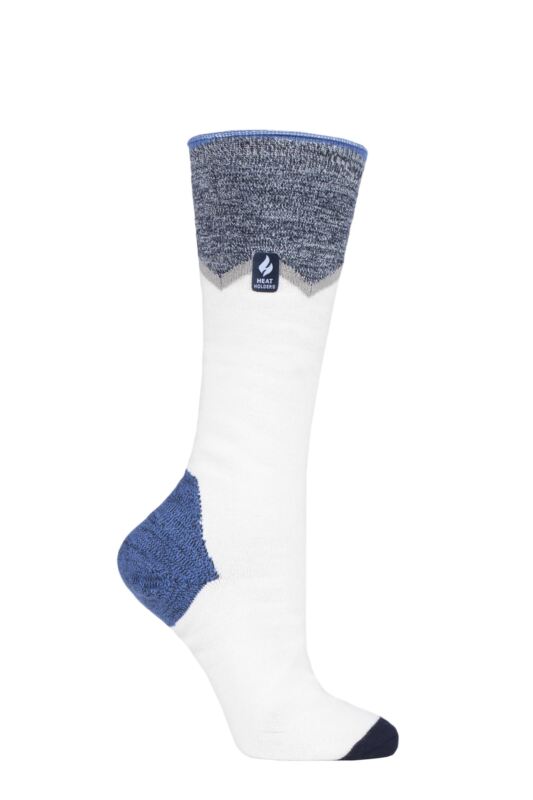Women's 1 Pair SOCKSHOP Heat Holders 1.0 TOG Apres Ski Ultra Lite Ski Socks Cream Zig Zag 4-8 Ladies