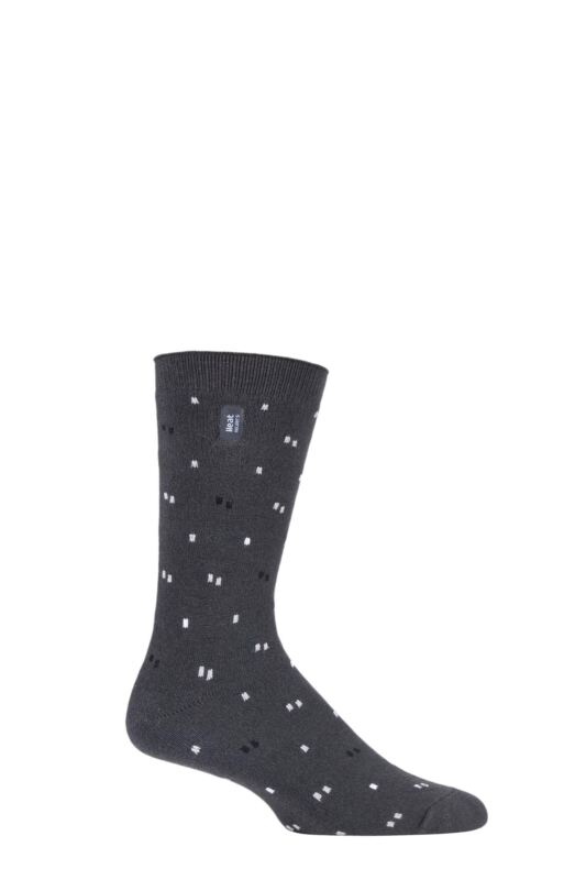 Mens 1 Pair SOCKSHOP Heat Holders 1.0 TOG Ultralite Striped, Argyle and Patterned Socks Charcoal 6-11 Mens