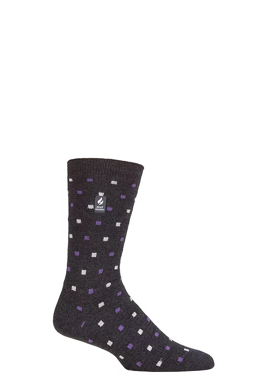 Mens 1 Pair SOCKSHOP Heat Holders 1.0 TOG Ultralite Striped, Argyle and Patterned Socks