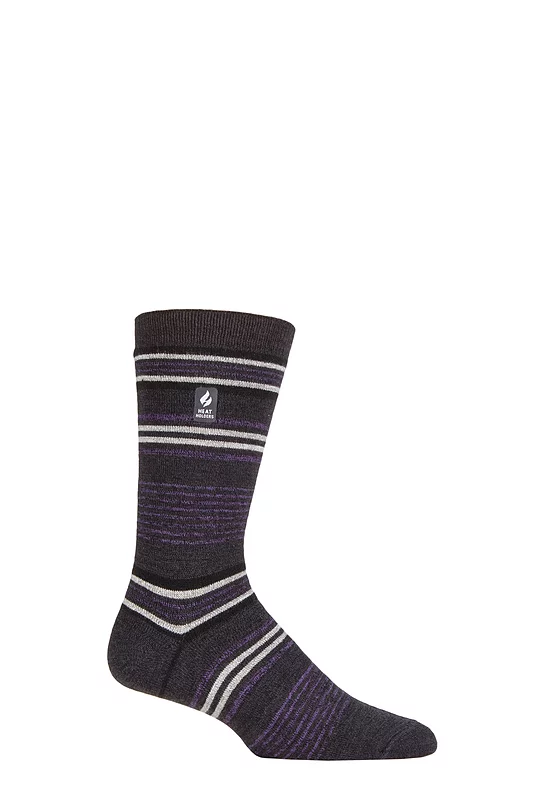 Mens 1 Pair SOCKSHOP Heat Holders 1.0 TOG Ultralite Striped, Argyle and Patterned Socks