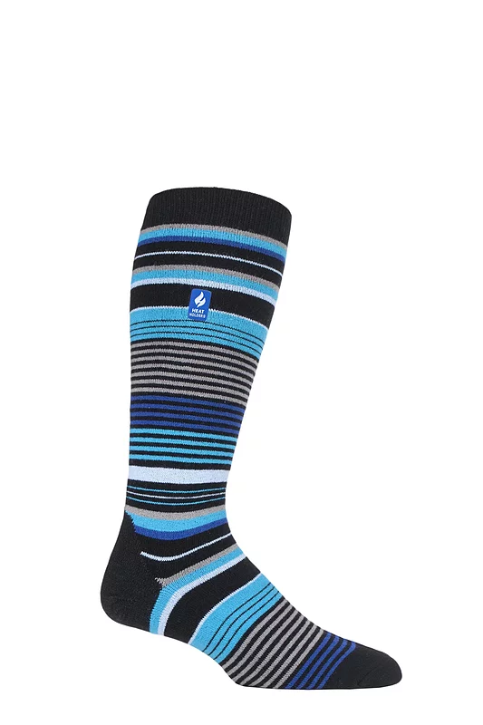 Mens 1 Pair SOCKSHOP Heat Holders 1.0 TOG Slalom Adventure Ultra Lite Ski Socks Black Stripe 6-11 Mens
