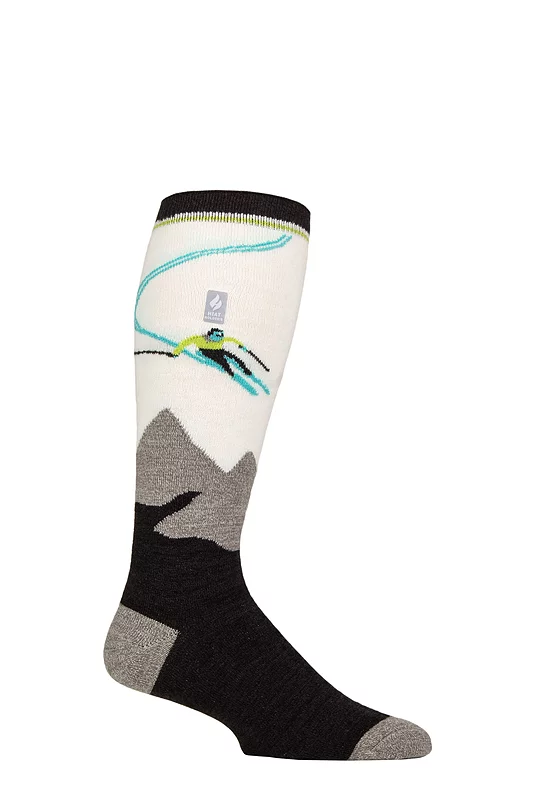 Mens 1 Pair SOCKSHOP Heat Holders 1.0 TOG Slalom Adventure Ultra Lite Ski Socks Slopes Black 6-11