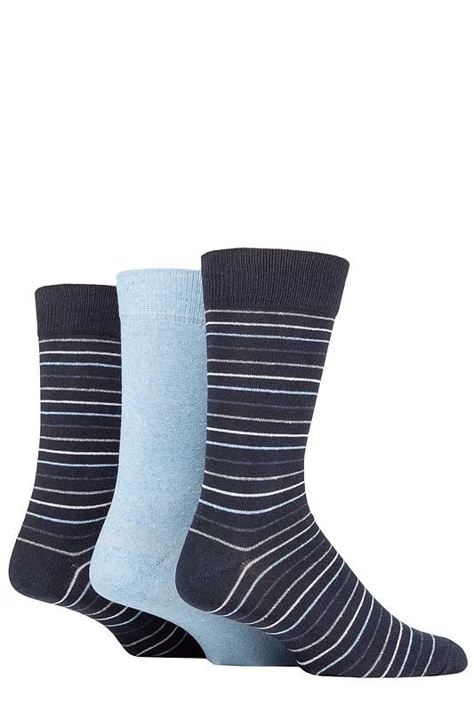 Mens 3 Pair SOCKSHOP TORE 100% Recycled Multi Stripe Cotton Socks