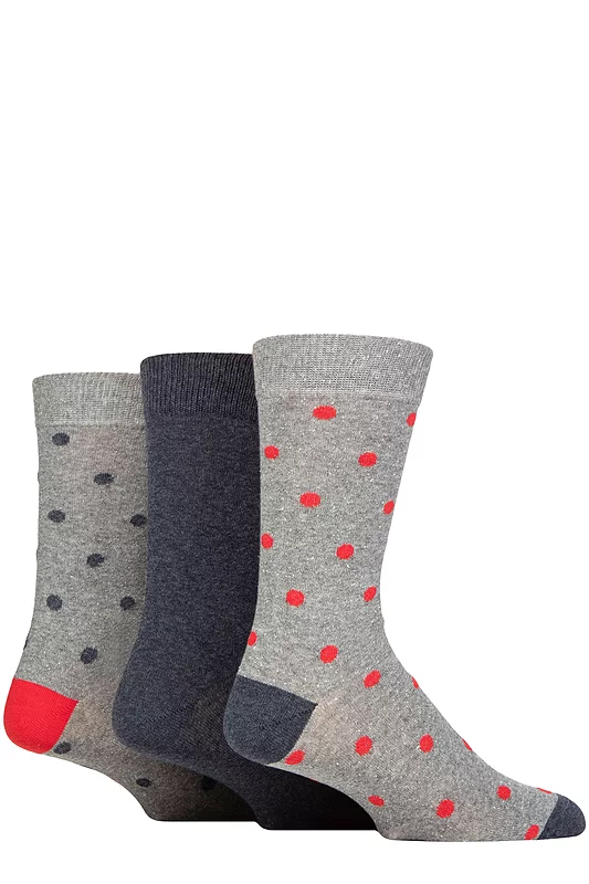 Mens 3 Pair SOCKSHOP TORE 100% Recycled Cotton Polka Dot Patterned Socks