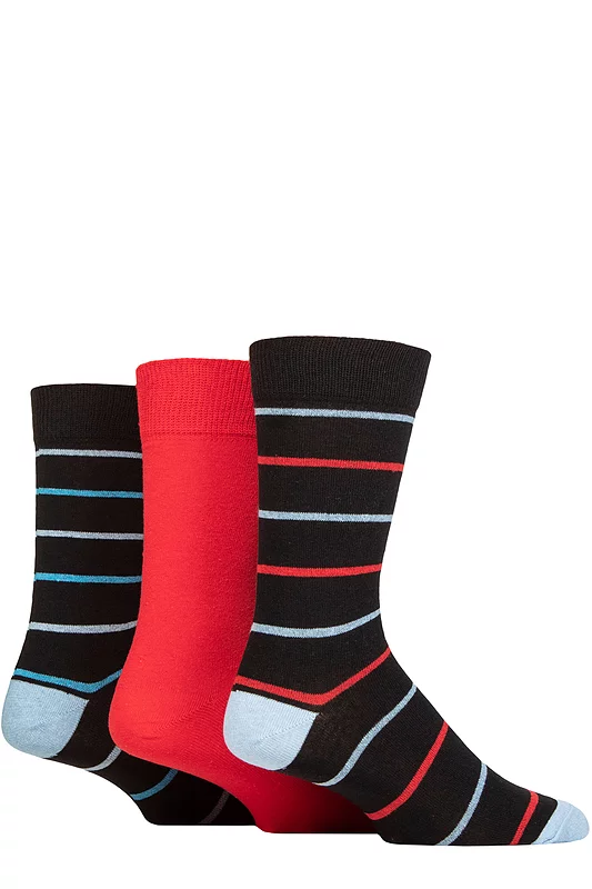 Mens 3 Pair SOCKSHOP TORE 100% Recycled Cotton Thin Stripe Patterned Socks