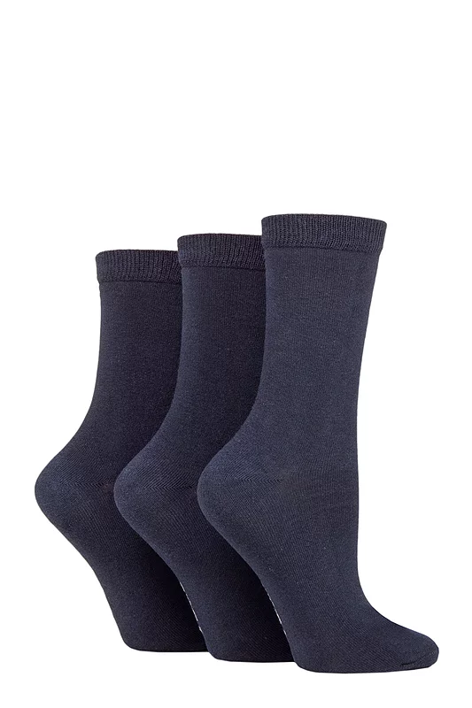 Women's 3 Pair SOCKSHOP TORE 100% Recycled Plain Cotton Socks