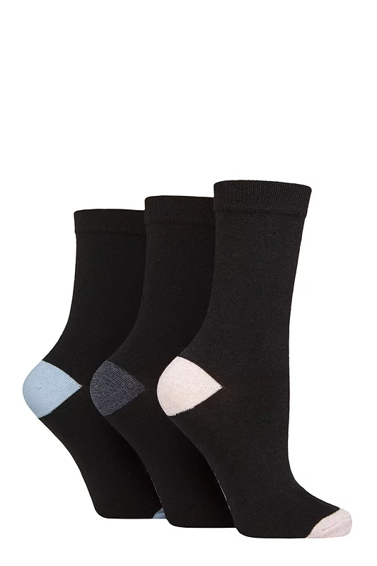 Women's 3 Pair SOCKSHOP TORE 100% Recycled Heel and Toe Cotton Socks