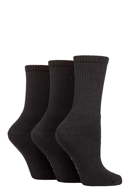 Women's 3 Pair SOCKSHOP TORE 100% Recycled Plain Cotton Sports Socks