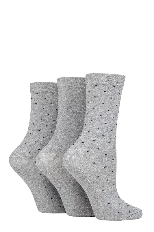 Women's 3 Pair SOCKSHOP TORE 100% Recycled Pin Dot Cotton Socks