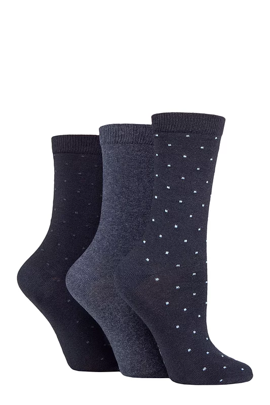 Women's 3 Pair SOCKSHOP TORE 100% Recycled Dots Cotton Socks