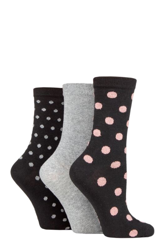 Women's 3 Pair SOCKSHOP TORE 100% Recycled Spots Cotton Socks