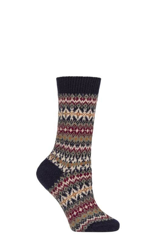 Women's 1 Pair Pantherella Violet Fairisle Cashmere Socks